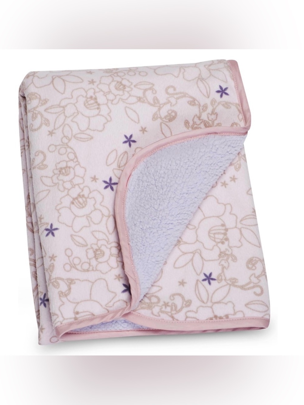 Baby Girls’ Soft Pink Floral Velour Sherpa Blanket